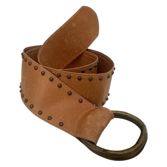 Streets Ahead Belt Women Large Double D Ring Stud Italian Leather Buckle BOHO main image 5